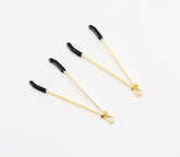 Love In Leather Tweezer Style Nipple Clamps - Gold - Nipple and Clit Clamps